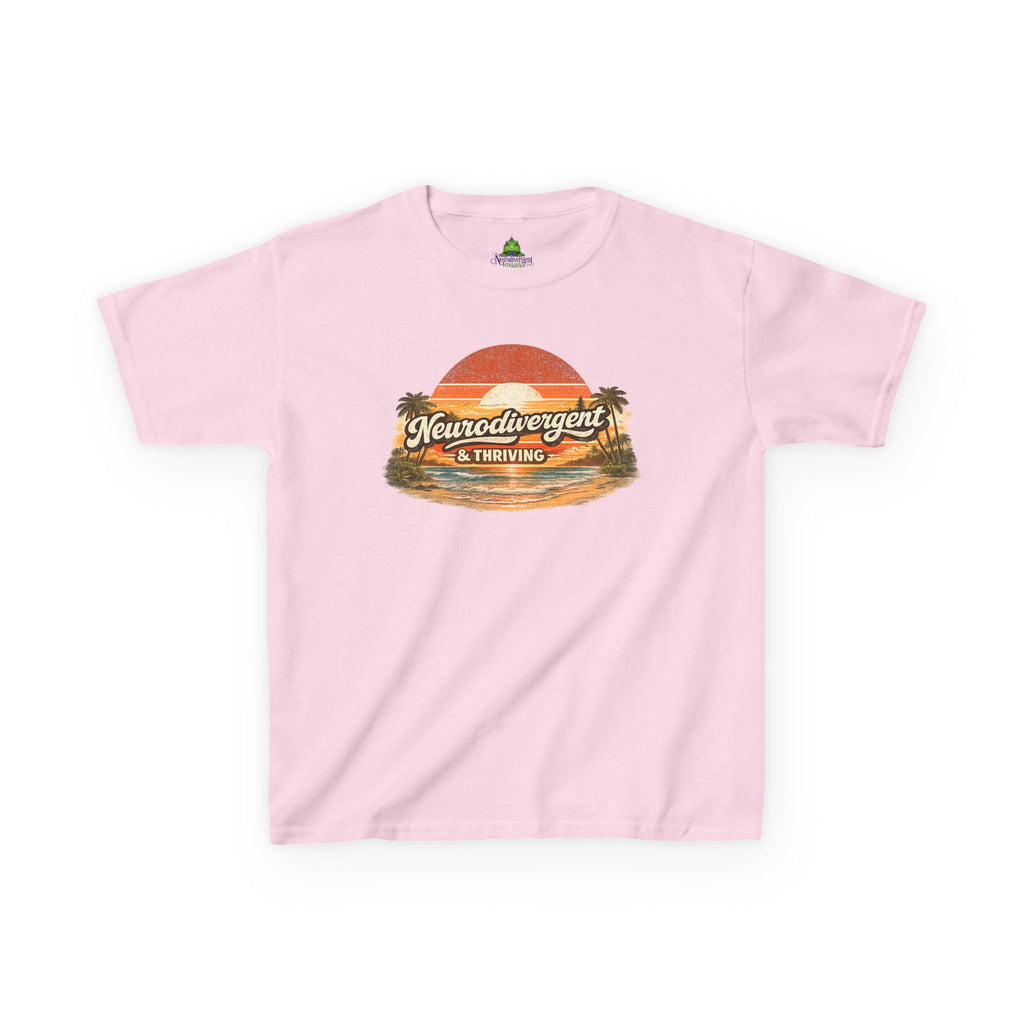 Kids T-Shirt — "Neurodivergent & Thriving" Retro Sunset Tee