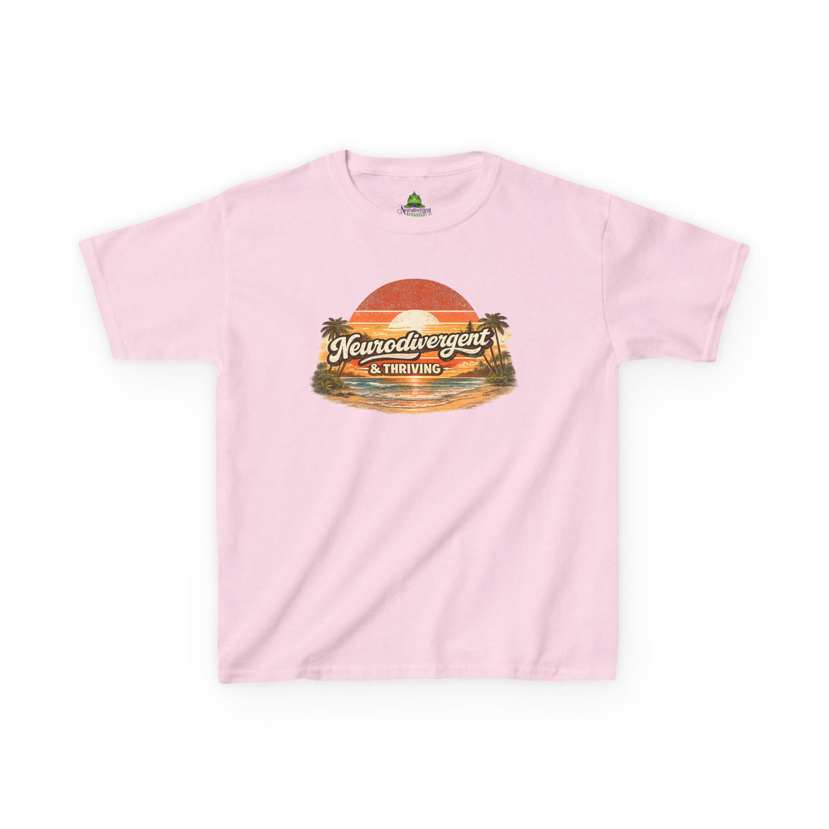 Kids T-Shirt — "Neurodivergent & Thriving" Retro Sunset Tee