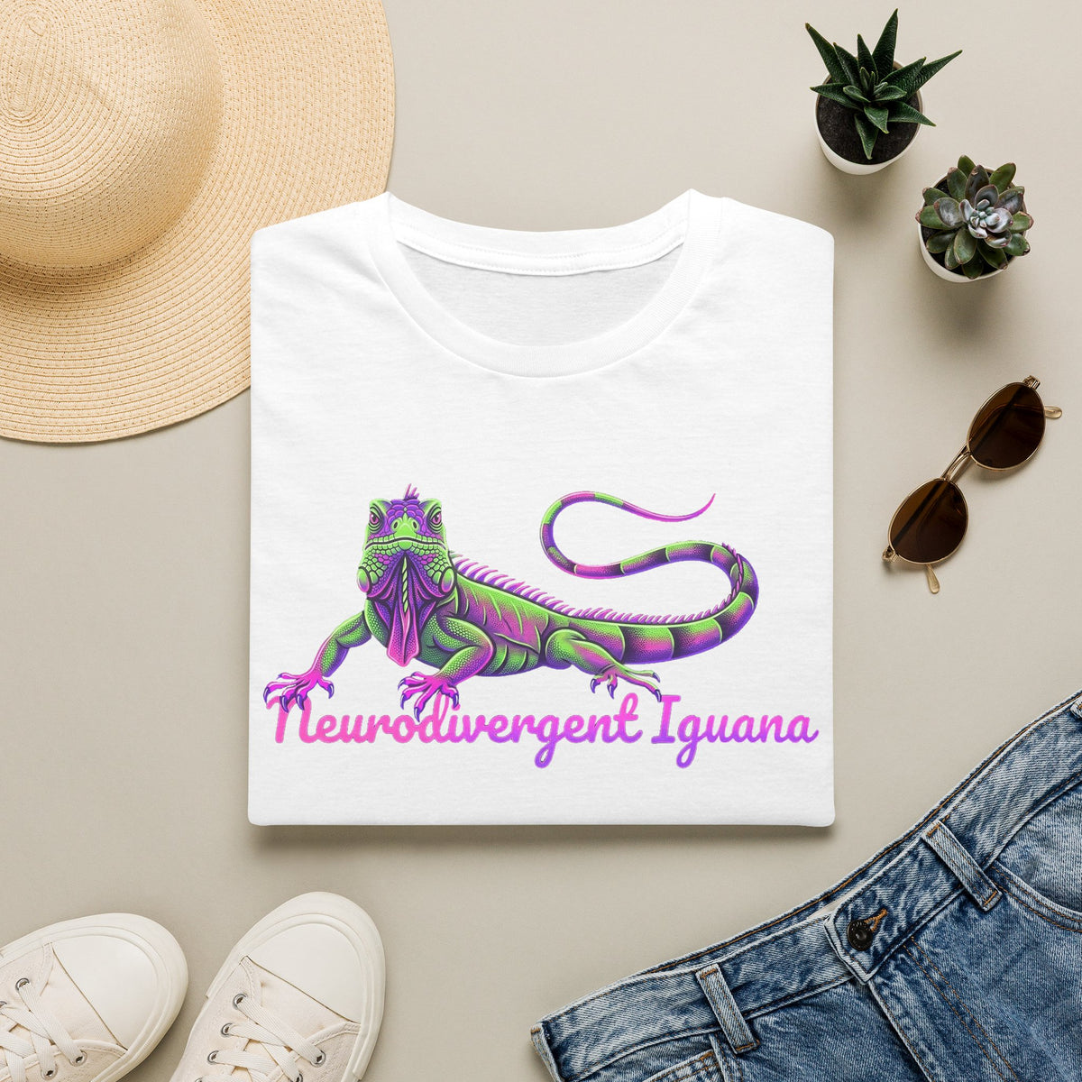 Neurodivergent Iguana T-Shirt — Colorful Pride Lizard Tee