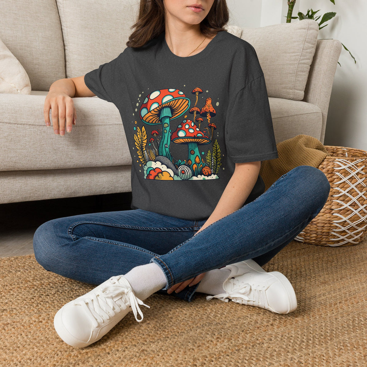 Mushroom Garden T-Shirt — Retro Psychedelic Fungi Illustration