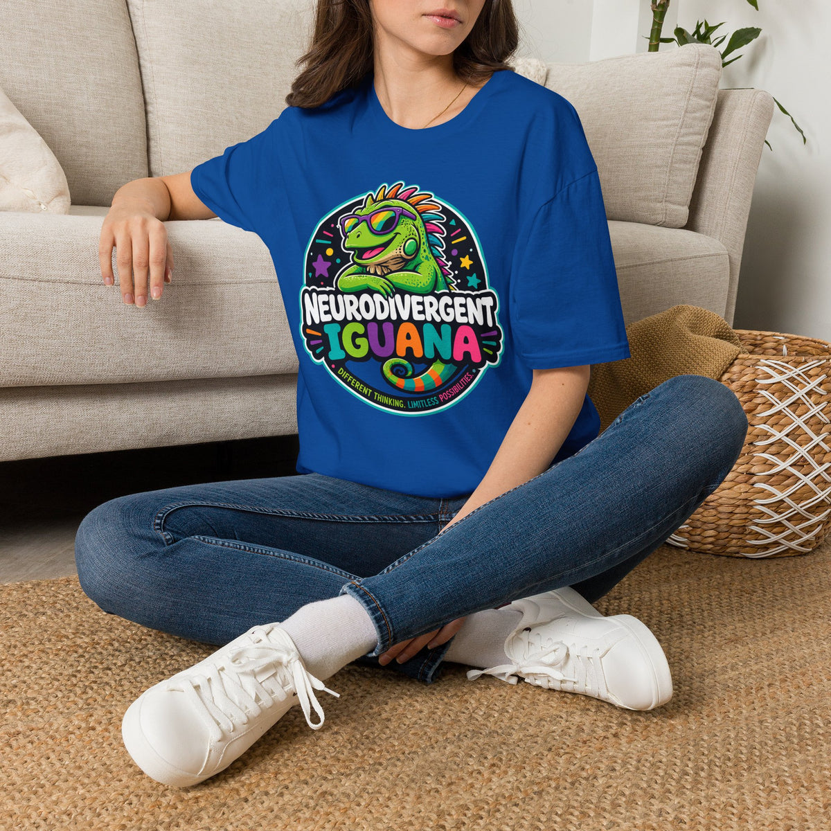 Neurodivergent Iguana T-Shirt — Colorful Pride Graphic Tee