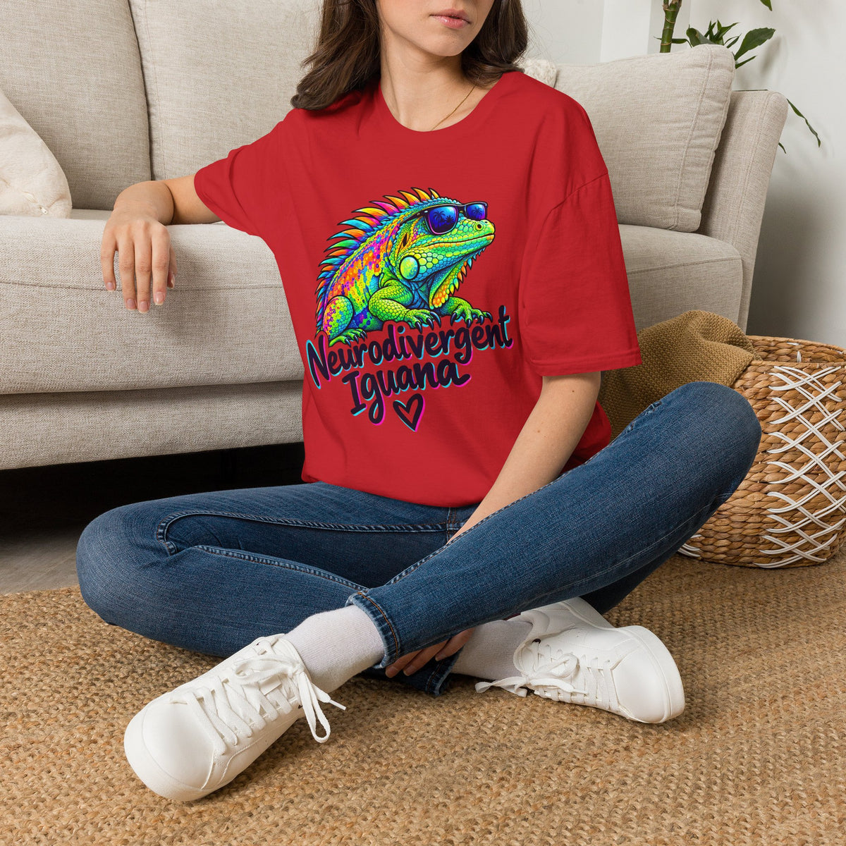 Neurodivergent Iguana T-Shirt – Colorful Pride Lizard Tee for Neurodiversity Awareness
