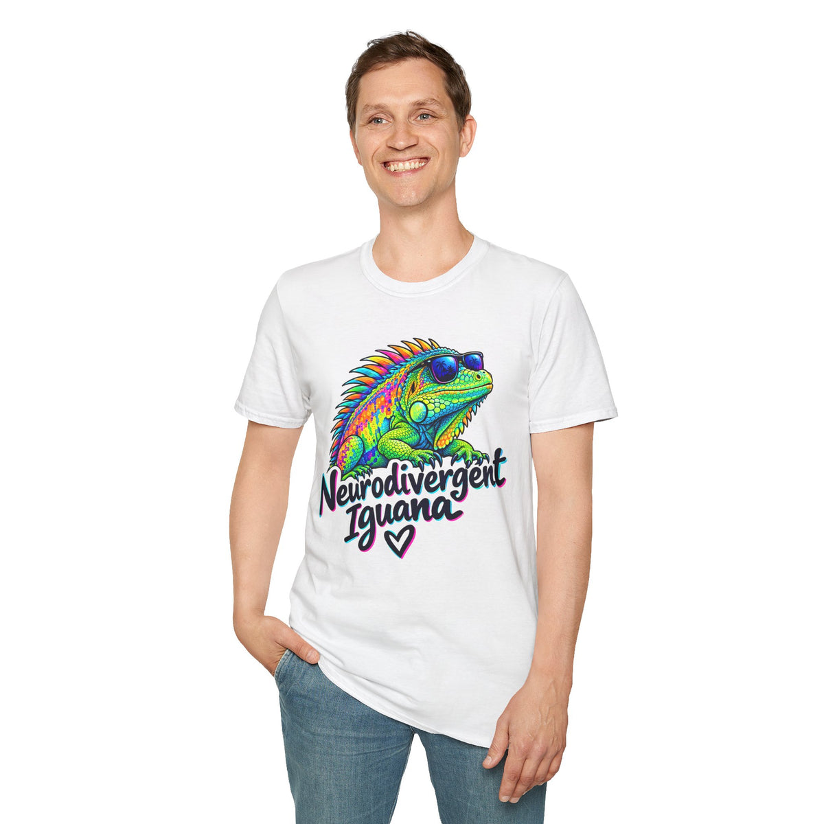 Neurodivergent Iguana T-Shirt – Colorful Pride Lizard Tee for Neurodiversity Awareness