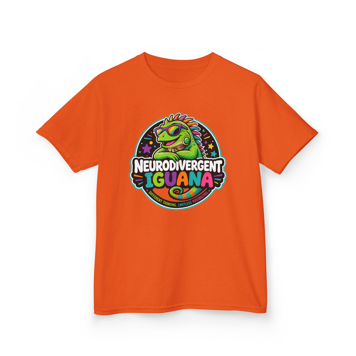 Kids T‑Shirt — "Neurodivergent Iguana" Colorful Pride Tee