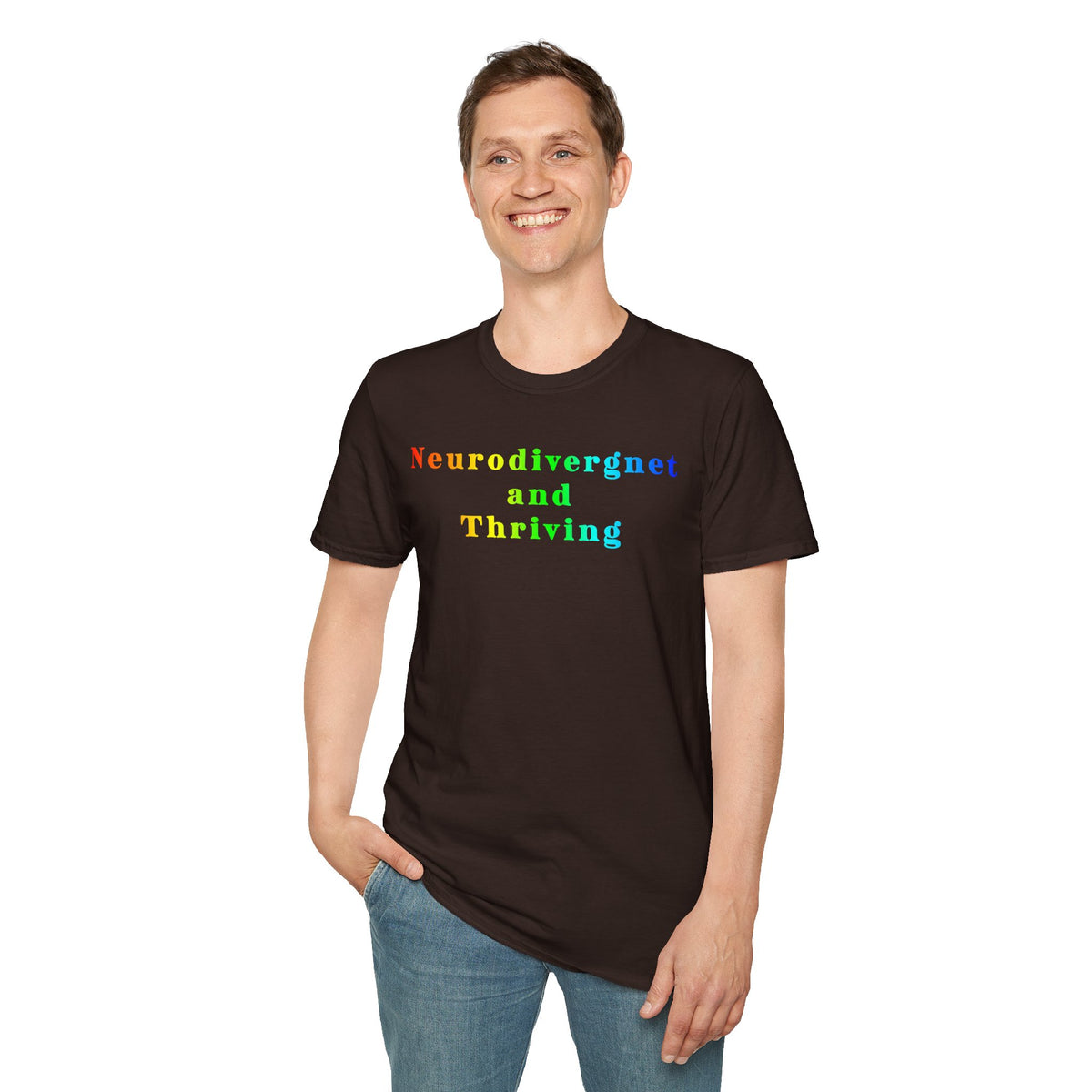 Neurodivergent and Thriving T-Shirt – Rainbow Pride Neurodiversity Tee