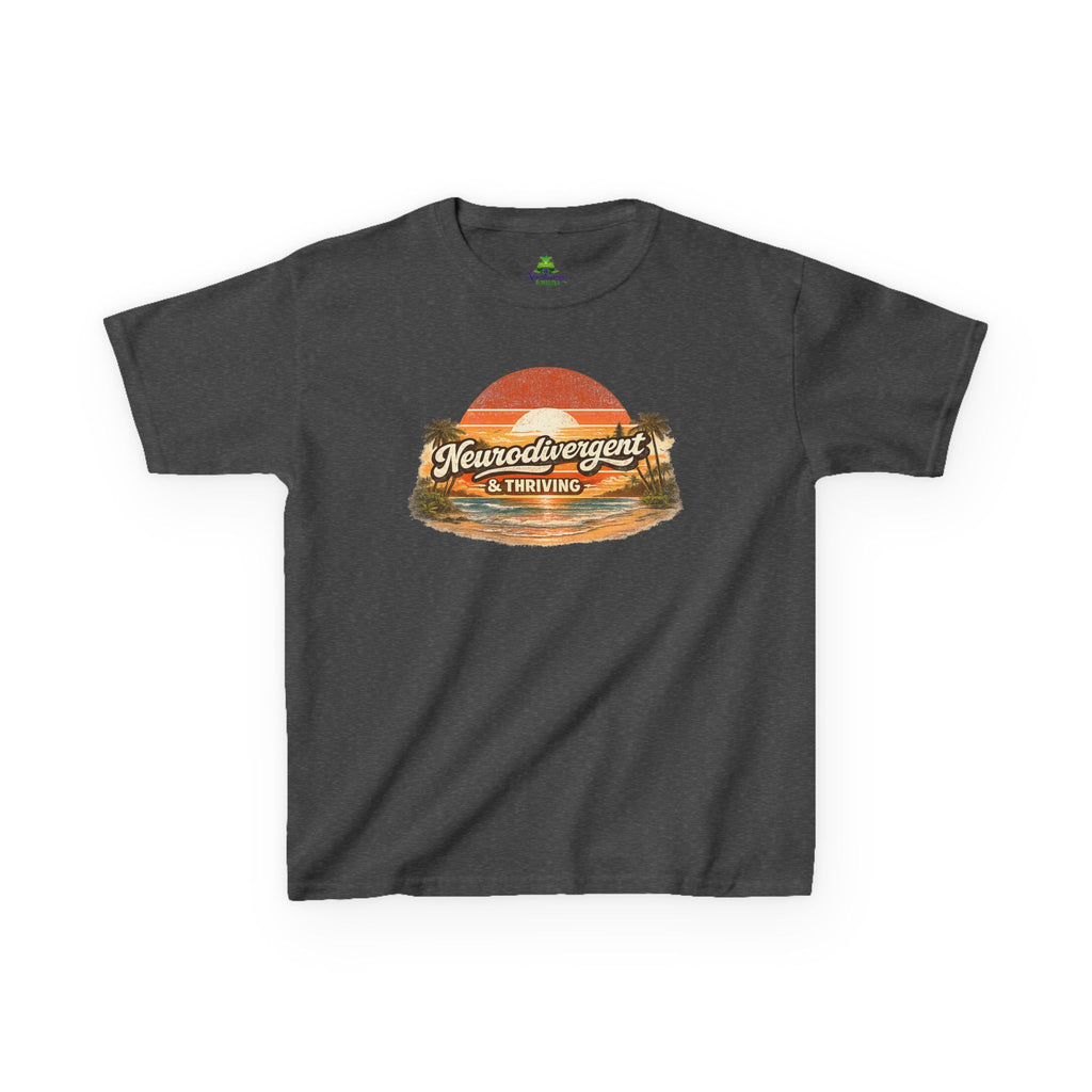 Kids T-Shirt — "Neurodivergent & Thriving" Retro Sunset Tee