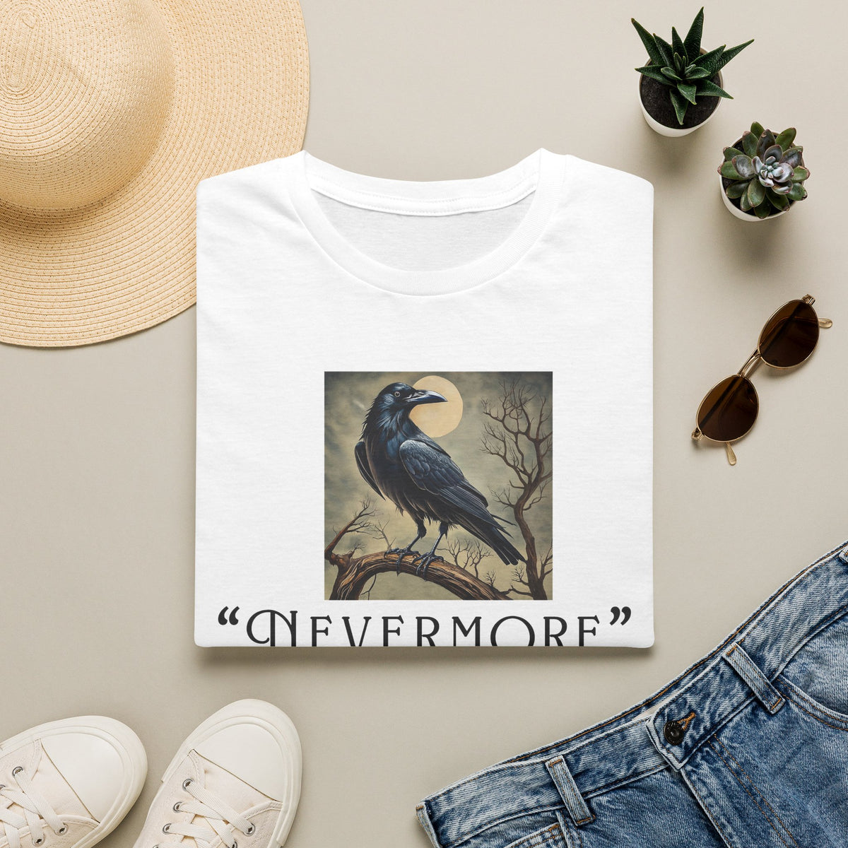 Nevermore Raven T-Shirt — Gothic Poe-Inspired Graphic Tee