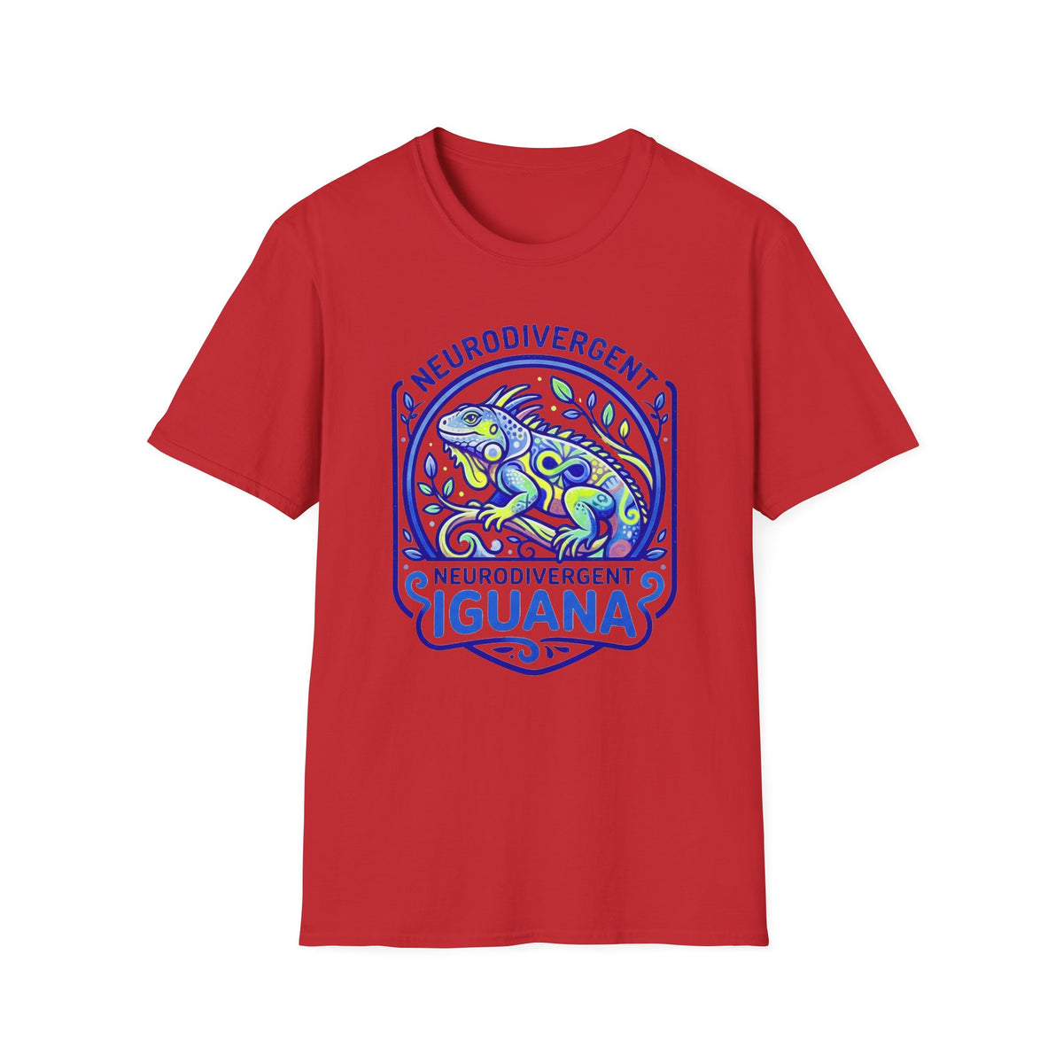 Neurodivergent Iguana T-Shirt — Colorful Pride Design for Neurodiversity Awareness