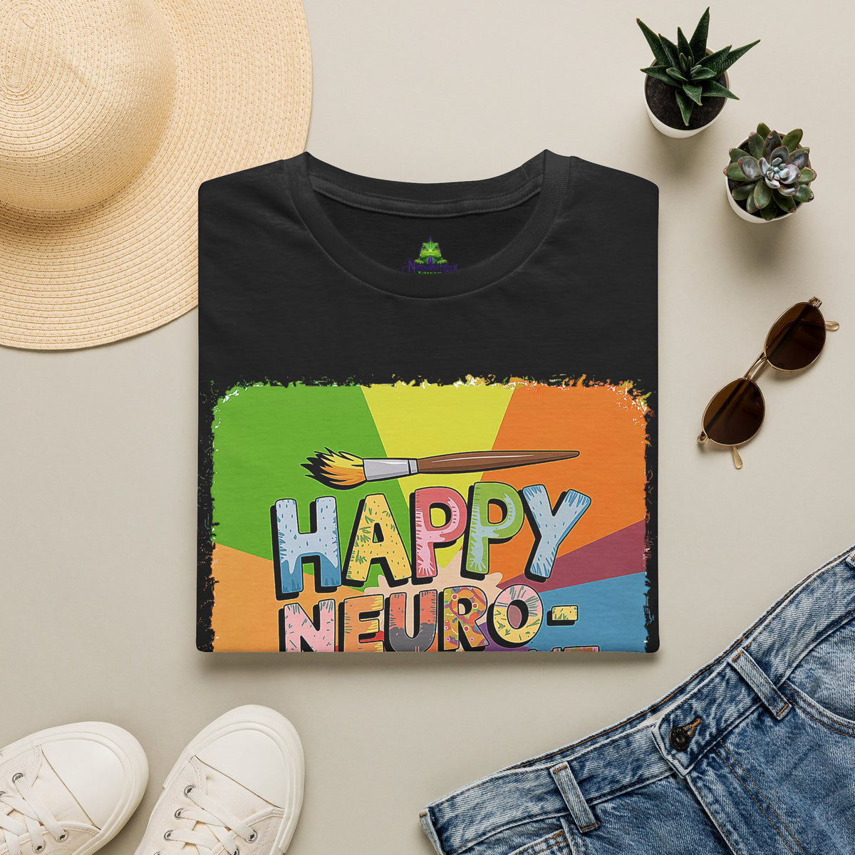 Happy Neurodivergent T-Shirt — Colorful Pride Art Tee