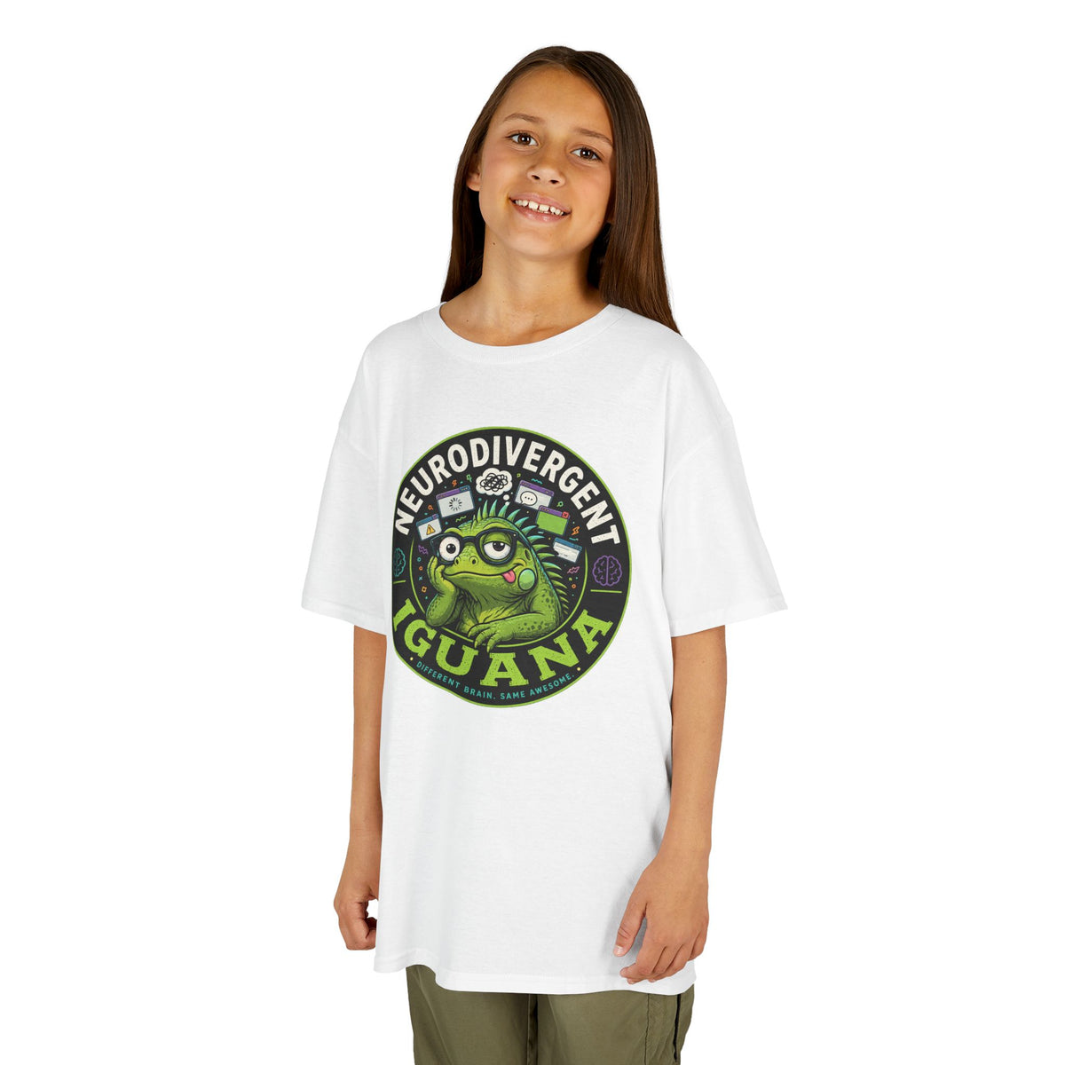 Kids T‑Shirt — "Neurodivergent Iguana" Graphic Tee