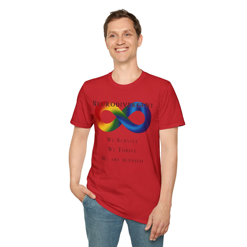 Neurodivergent Infinity T-Shirt — "We Survive, We Thrive, We Are Blessed" Pride Tee