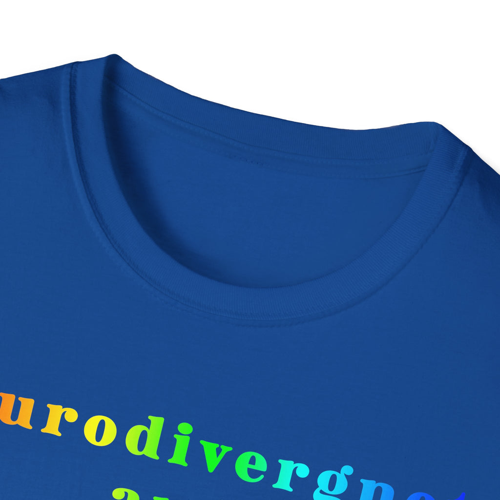 Neurodivergent and Thriving T-Shirt – Rainbow Pride Neurodiversity Tee