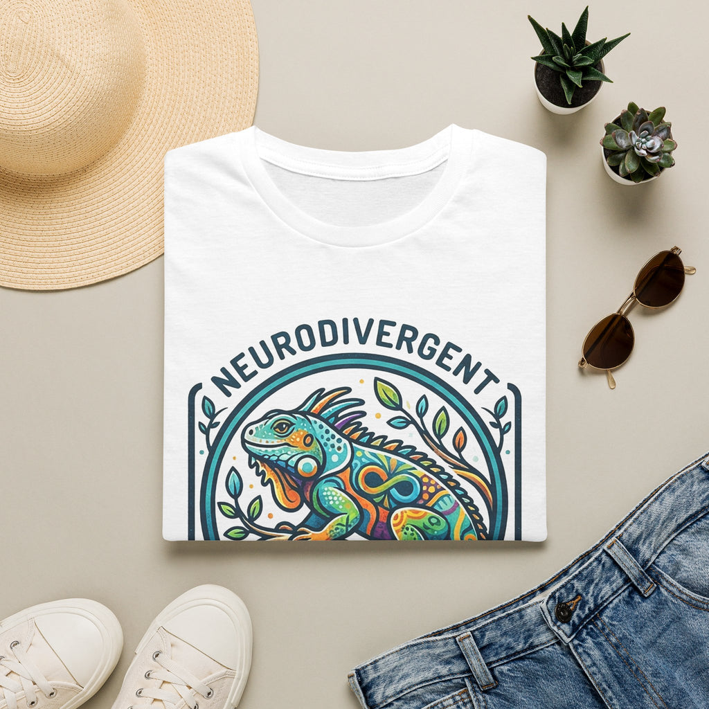 Neurodivergent Iguana T-Shirt — Colorful Pride Design