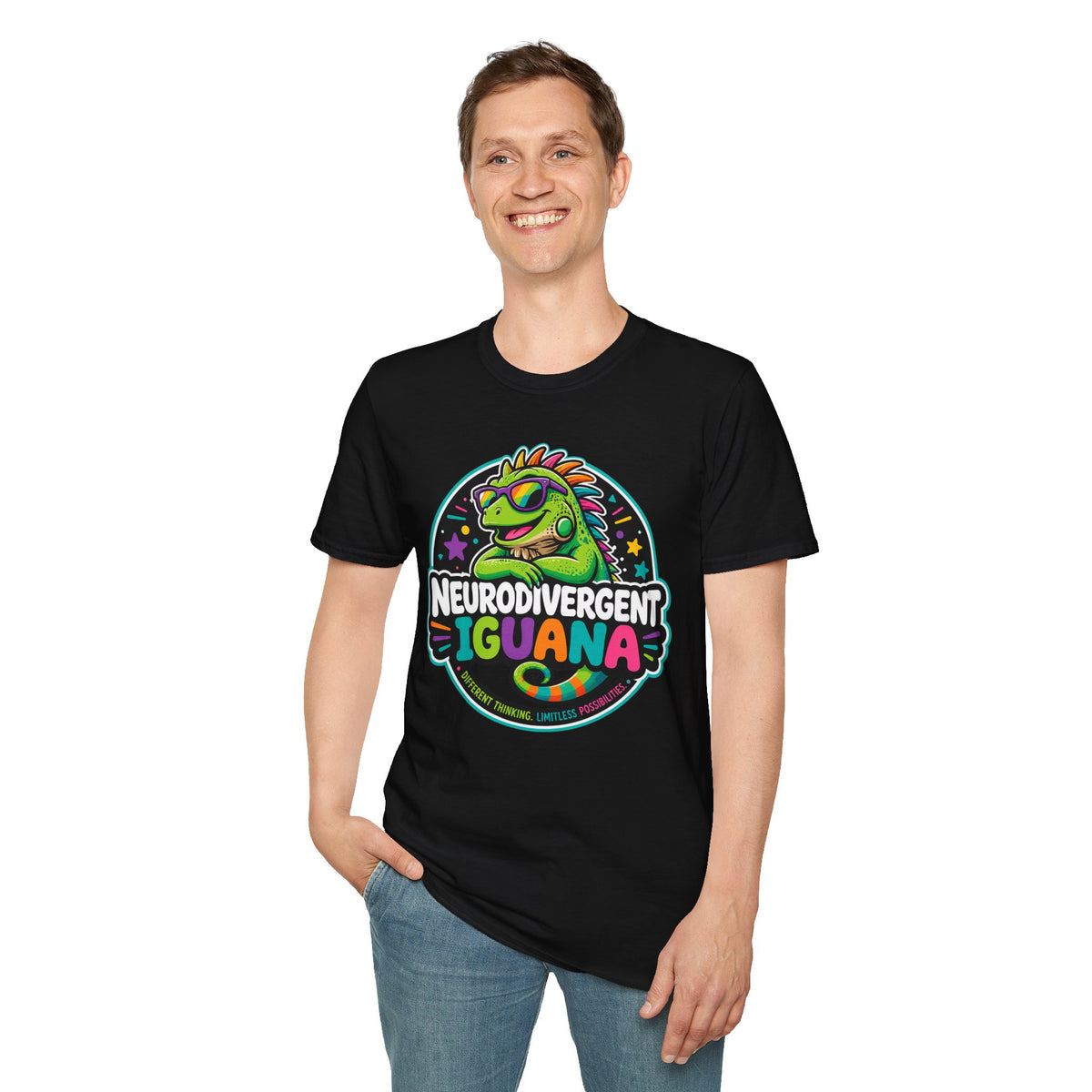 Neurodivergent Iguana T-Shirt — Colorful Pride Graphic Tee