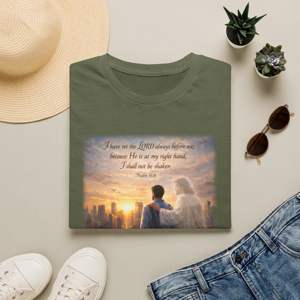 Christian Faith T-Shirt — Psalm 16:8 "I Have Set the LORD Always Before Me" Inspirational Tee