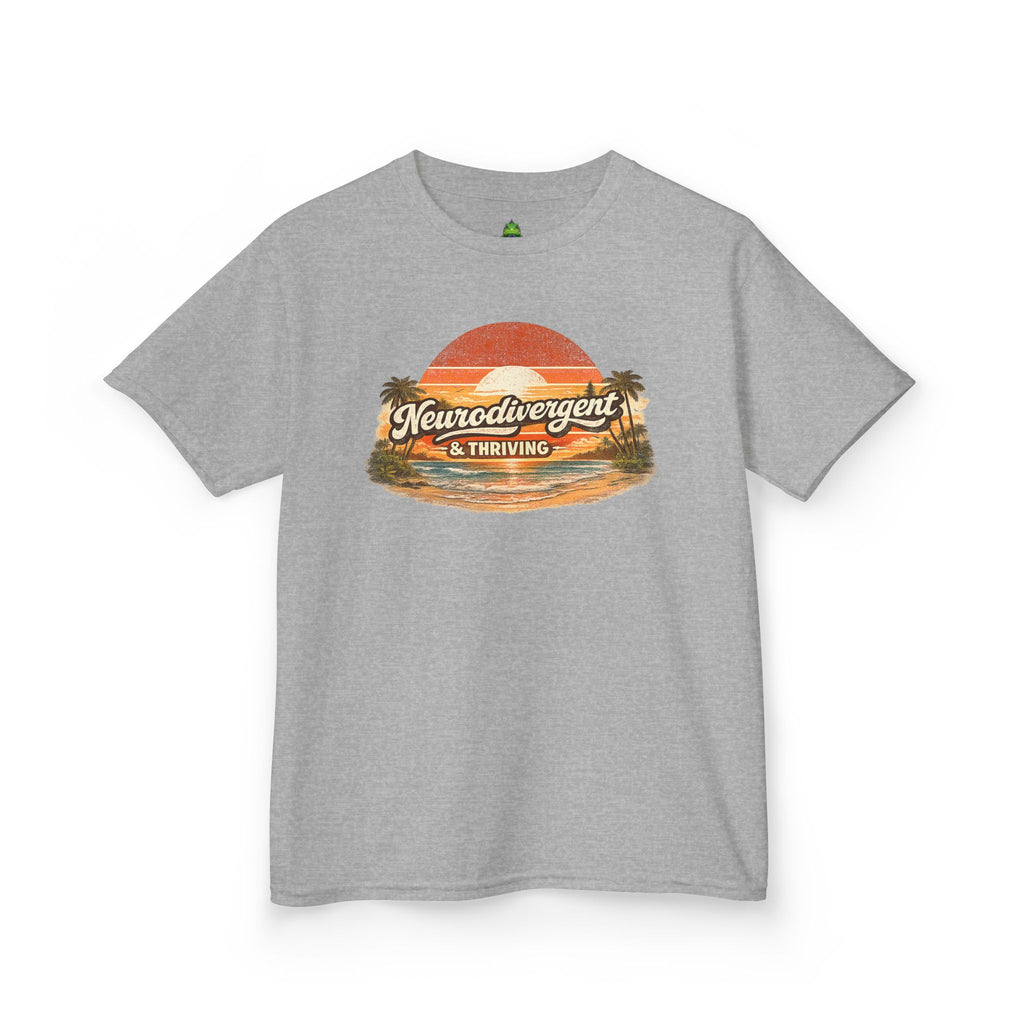 Kids T-Shirt — "Neurodivergent & Thriving" Retro Sunset Tee