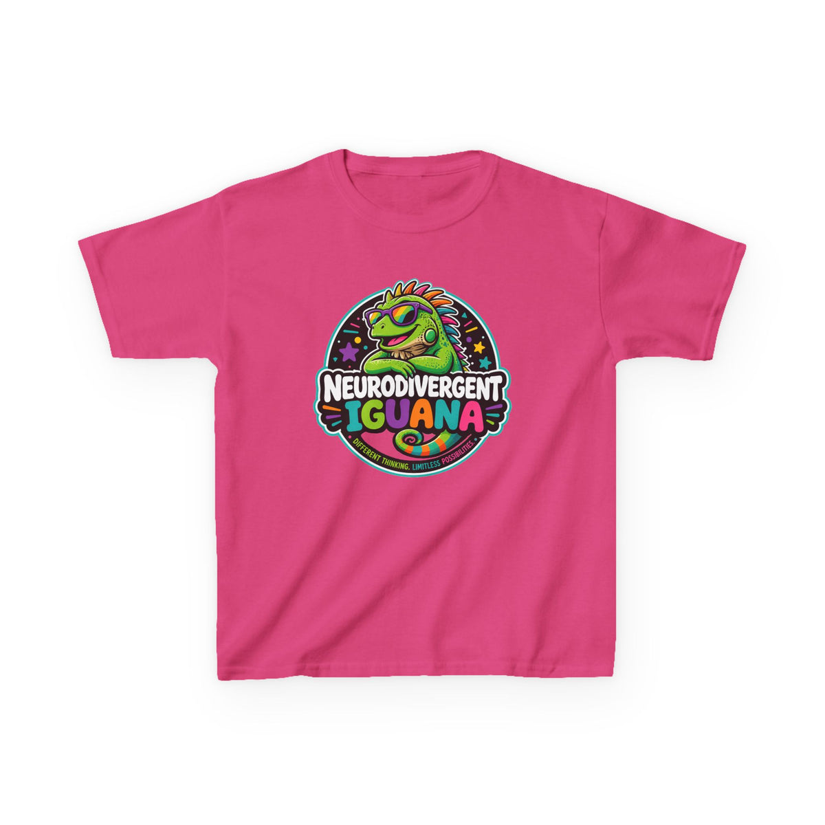 Kids T‑Shirt — "Neurodivergent Iguana" Colorful Pride Tee