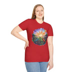 Sunrise Iguanas T-Shirt — Colorful Mountain Sunrise with Forest Trail