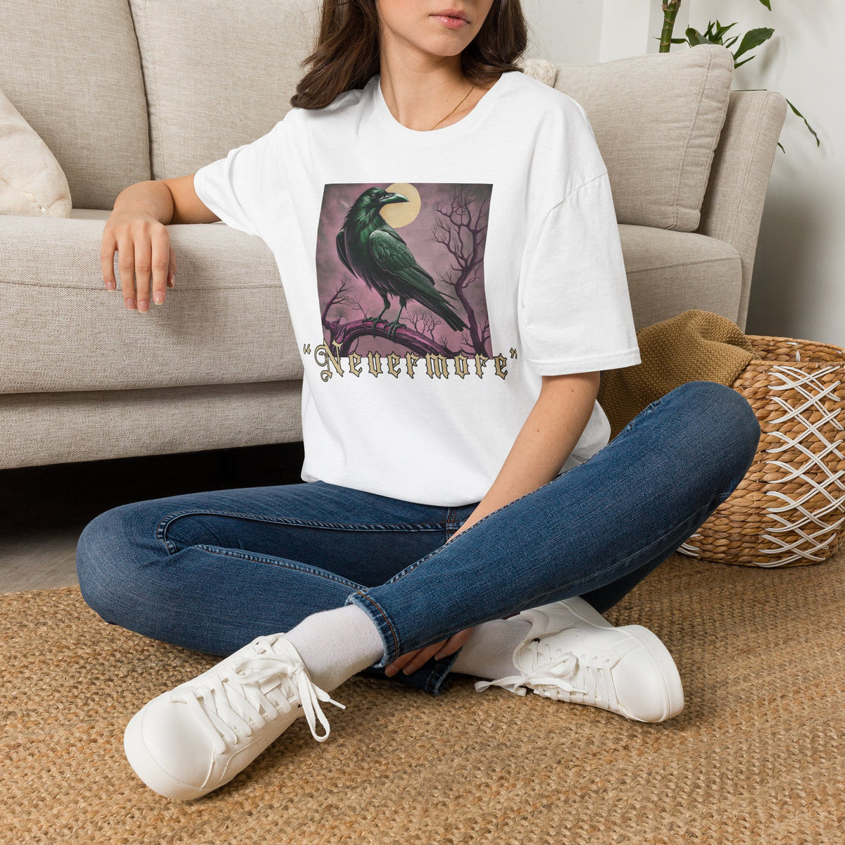 Raven Moon T‑Shirt — Gothic Crow Art Tee