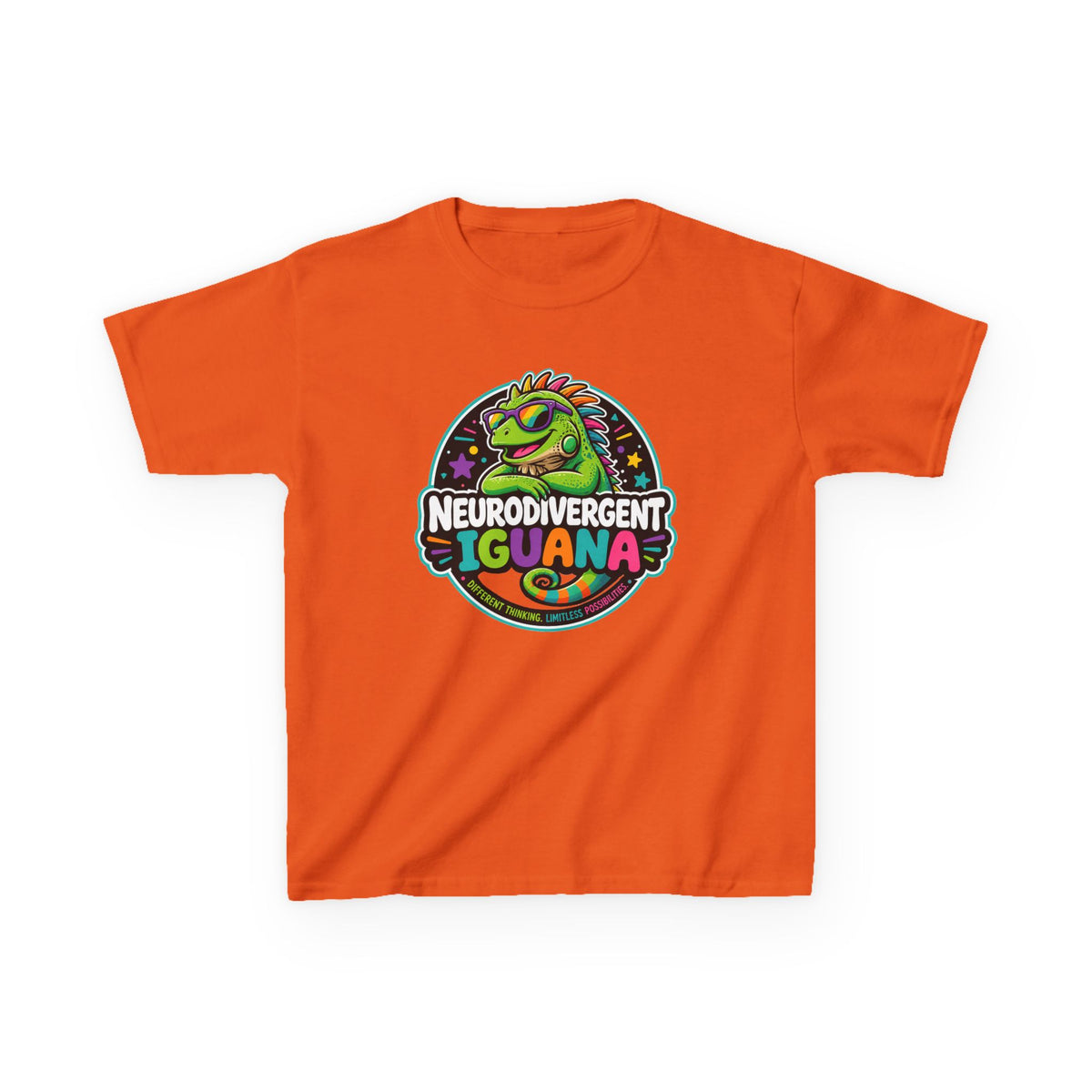 Kids T‑Shirt — "Neurodivergent Iguana" Colorful Pride Tee