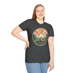 Sunrise Jungle T-Shirt — Retro Tropical Sunset Graphic Tee