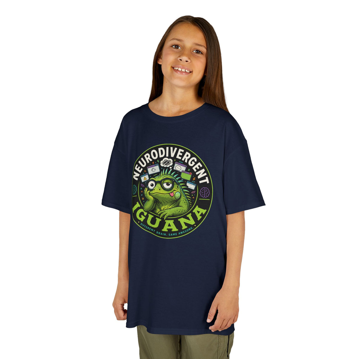Kids T‑Shirt — "Neurodivergent Iguana" Graphic Tee