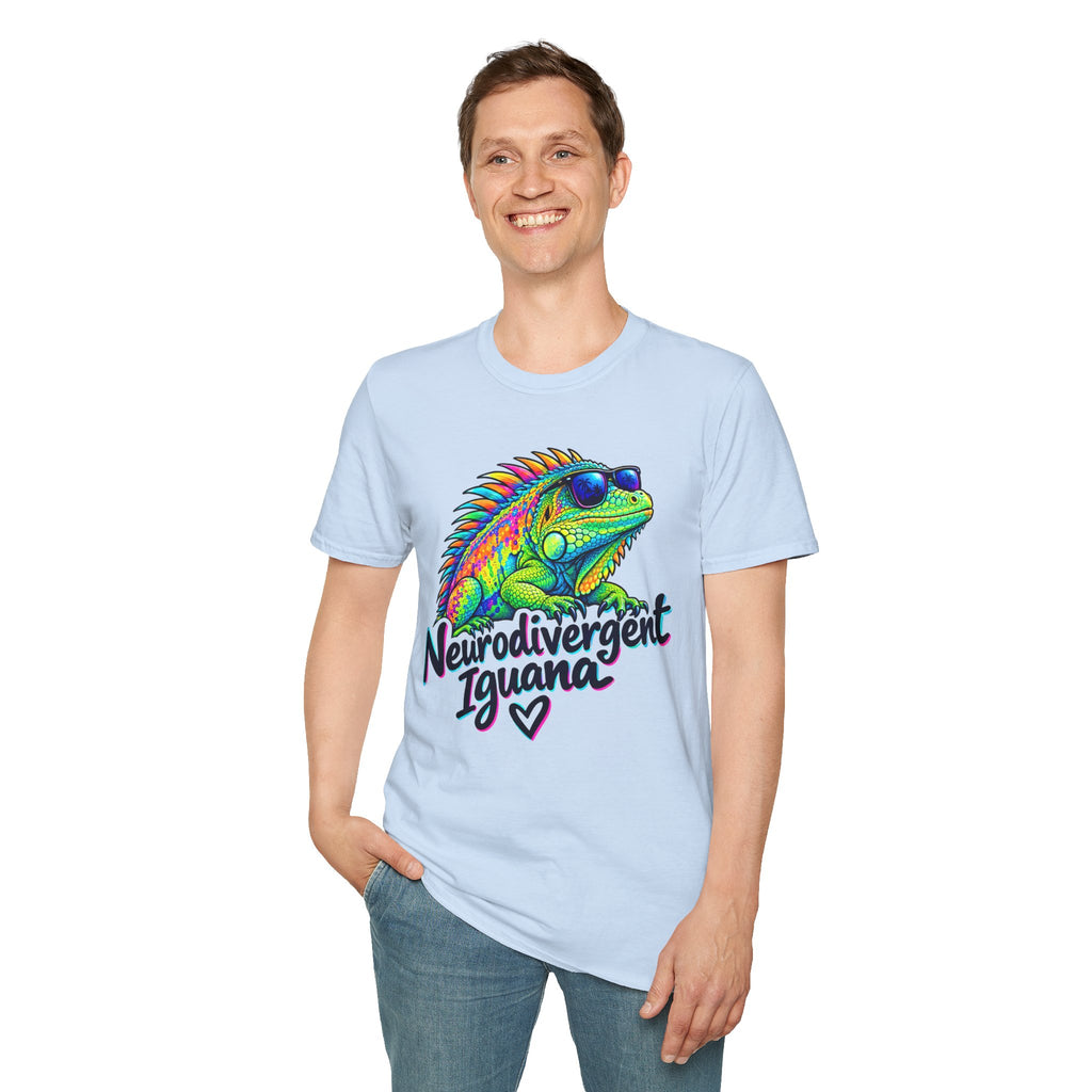 Neurodivergent Iguana T-Shirt – Colorful Pride Lizard Tee for Neurodiversity Awareness