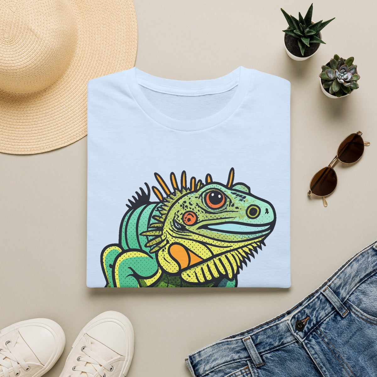 Iguana Graphic T-Shirt — Colorful Tropical Reptile Tee