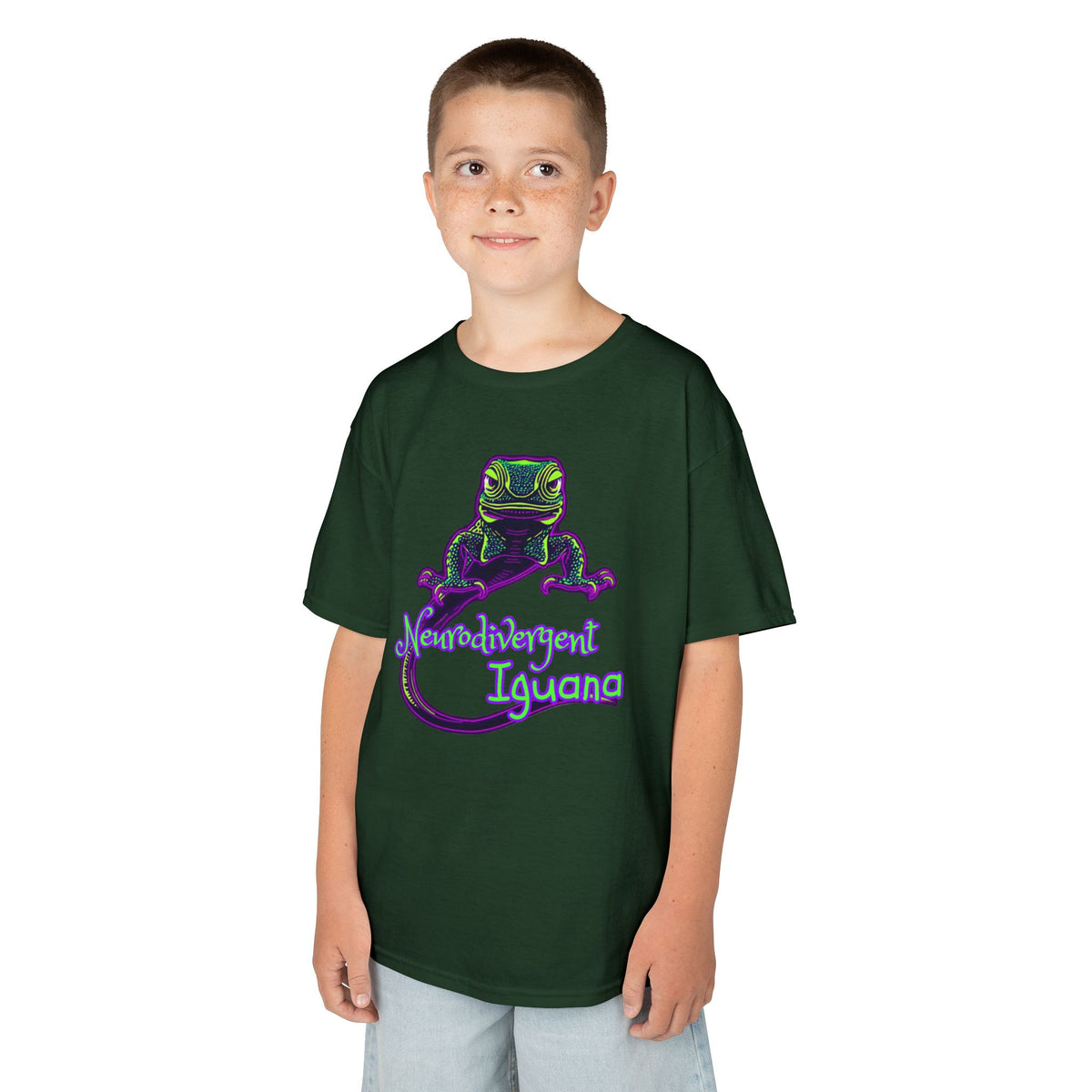 Kids Tee — Neon Chubby Iguana Graphic