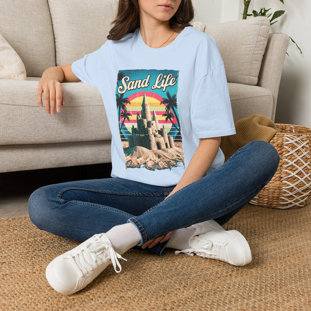 Sand Life Vintage Beach T-Shirt — Retro Sunset Sandcastle Graphic
