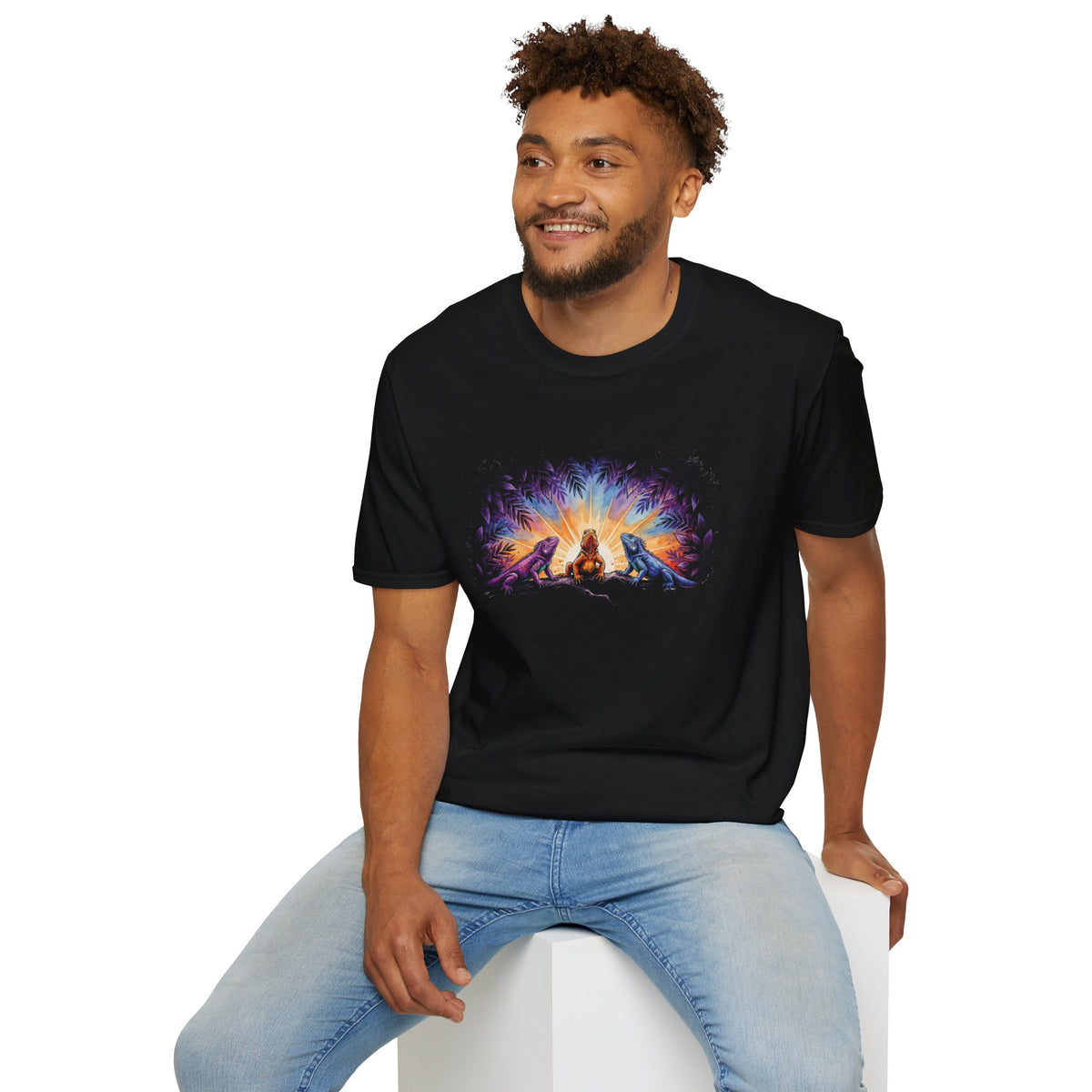 Three Iguanas T-Shirt — Watercolor Safari Animal Graphic Tee