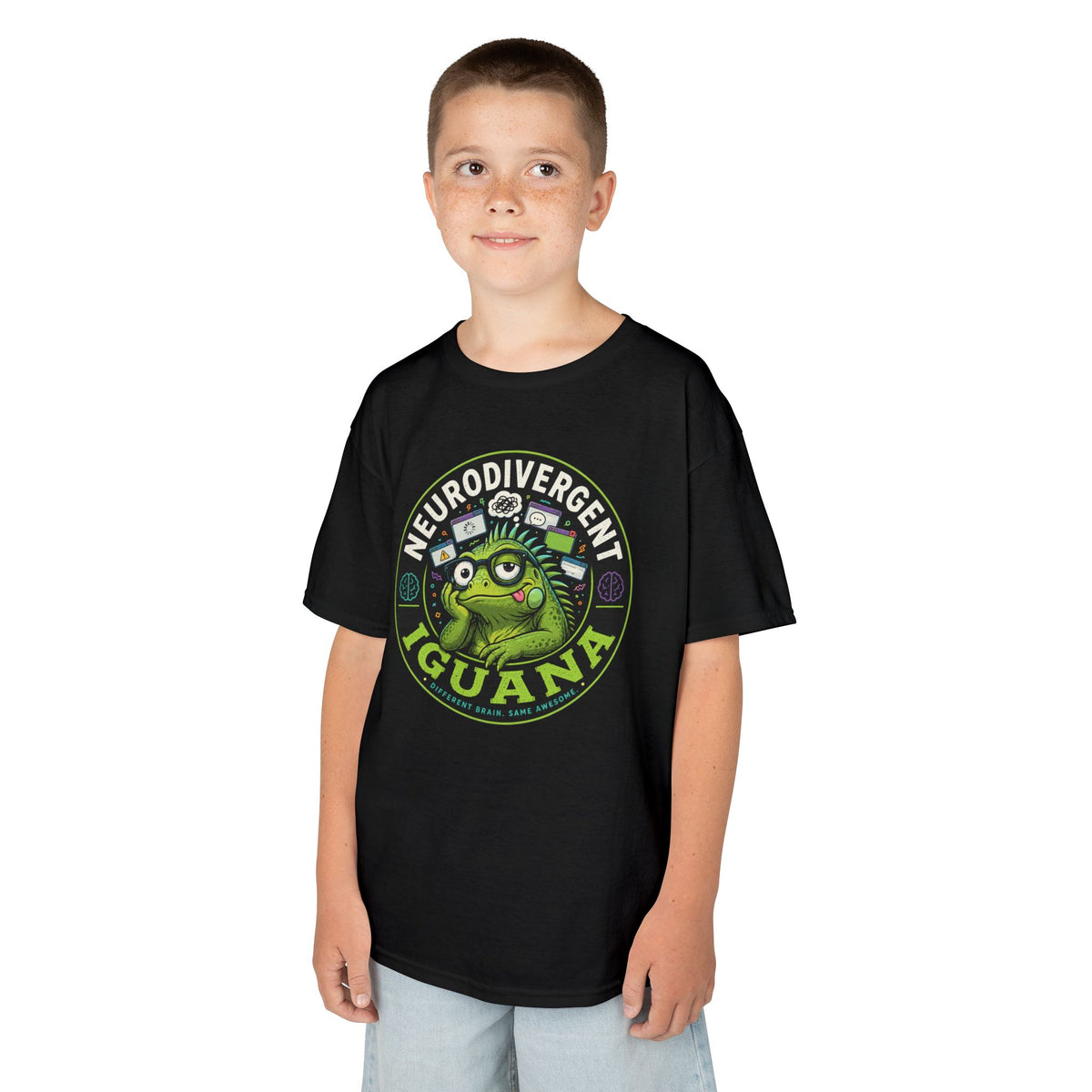 Kids T‑Shirt — "Neurodivergent Iguana" Graphic Tee