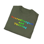 Neurodivergent and Thriving T-Shirt – Rainbow Pride Neurodiversity Tee