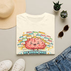 My Brain Has 87 Tabs Open T-Shirt — Cute Cartoon Brain Mental Load Graphic Tee