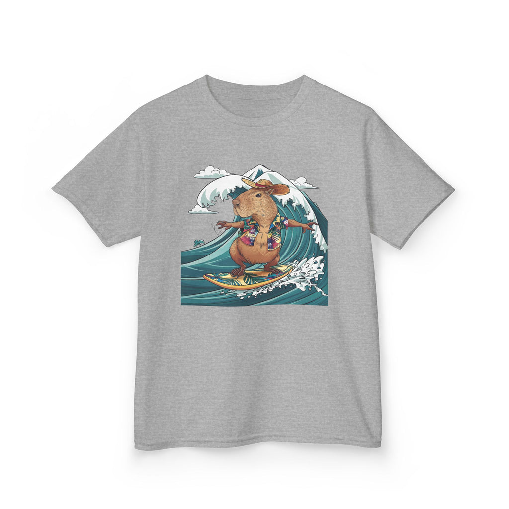 Kids Surfing Bear Graphic Tee — Cute Adventure Whale-Wave Design