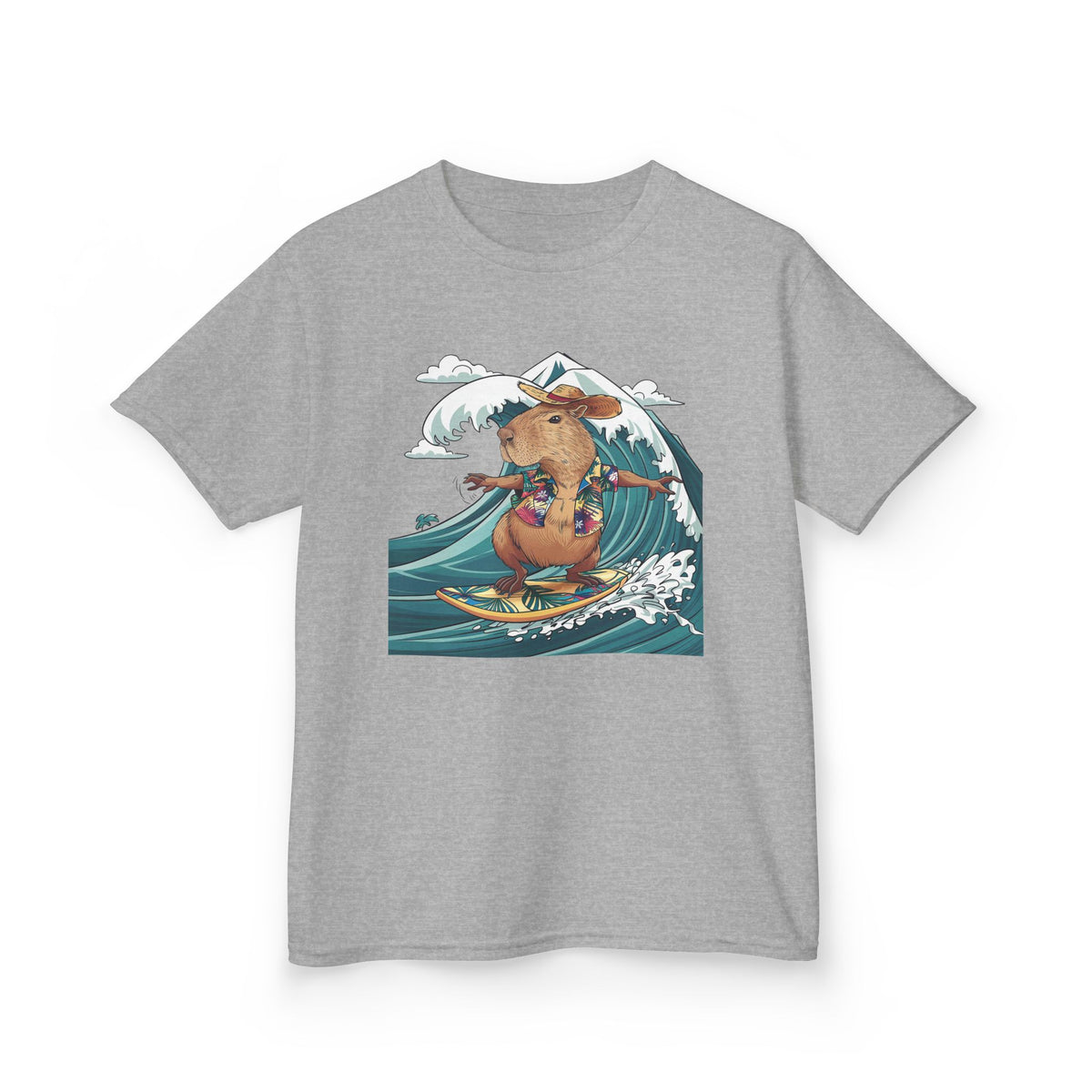 Kids Surfing Bear Graphic Tee — Cute Adventure Whale-Wave Design