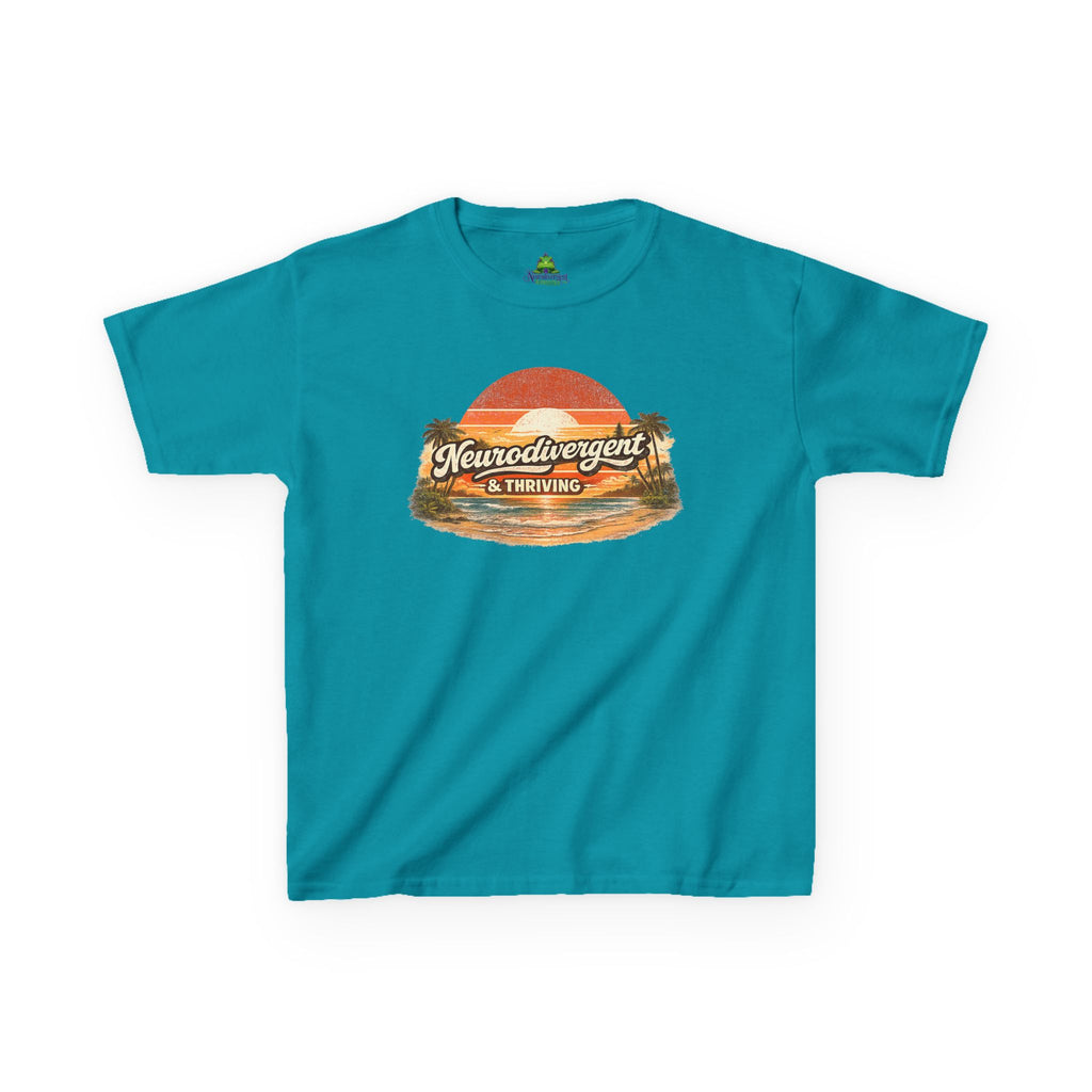 Kids T-Shirt — "Neurodivergent & Thriving" Retro Sunset Tee