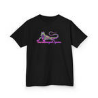 Kids Tee — Neon Green & Purple Iguana Graphic “Fluorescent Iguana”