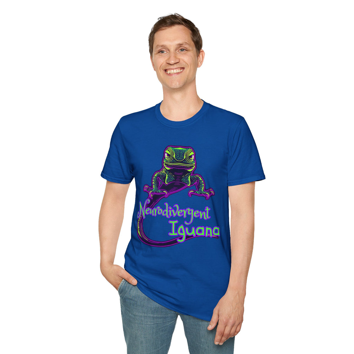 Neurodivergent Iguana T‑Shirt — Neon Lizard Pride Tee