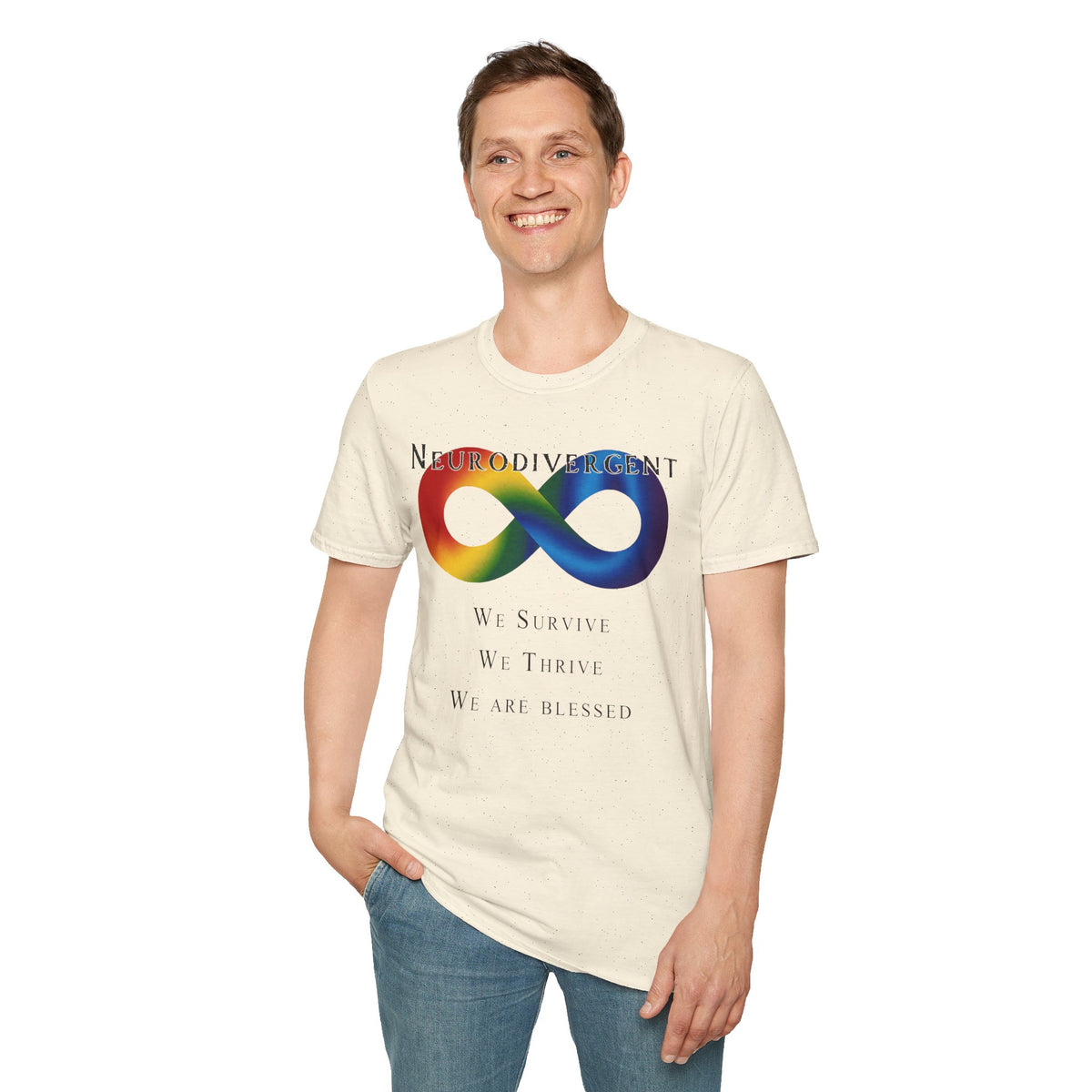 Neurodivergent Infinity T-Shirt — "We Survive, We Thrive, We Are Blessed" Pride Tee
