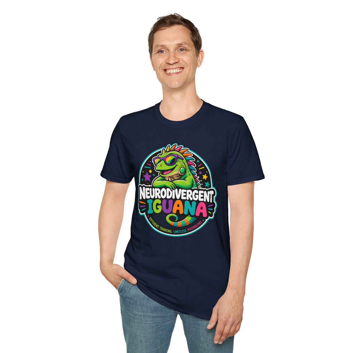 Neurodivergent Iguana T-Shirt — Colorful Pride Graphic Tee