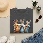 Funny Cartoon Bunnies T-Shirt — Three Playful Rabbits Graphic Tee