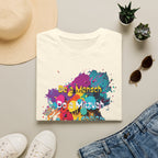 T-Shirt — Colorful "Be a Mensch, Do a Mitzvah" Splatter Tee for Jewish Celebrations