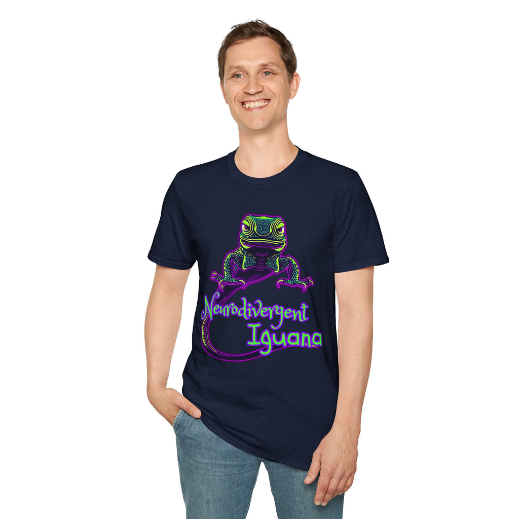 Neurodivergent Iguana T‑Shirt — Neon Lizard Pride Tee