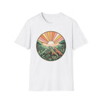 Sunrise Jungle T-Shirt — Retro Tropical Sunset Graphic Tee