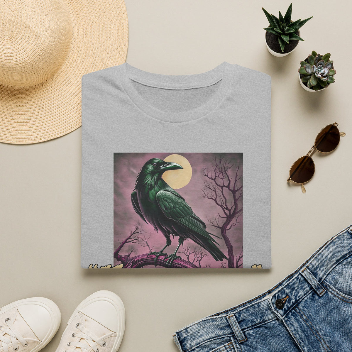 Raven 'Nevermore' T-Shirt — Gothic Moonlit Crow Tee