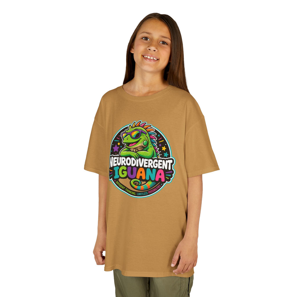 Kids T‑Shirt — "Neurodivergent Iguana" Colorful Pride Tee