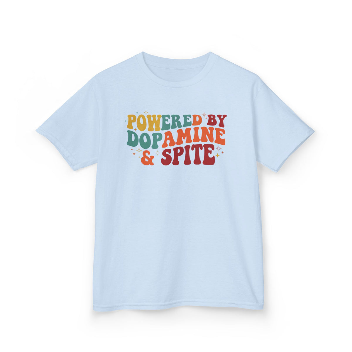 Kids T‑Shirt – "Powered by Dopamine & Spite" Retro Graphic Tee