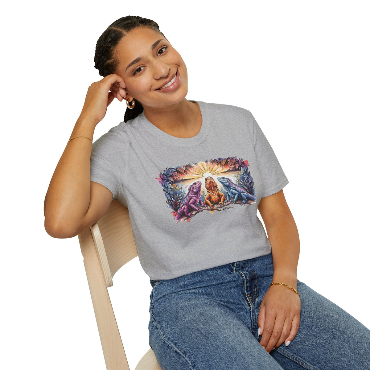 Tres iguanas T-Shirt — Sunrise Tribal Animal Harmony Tee