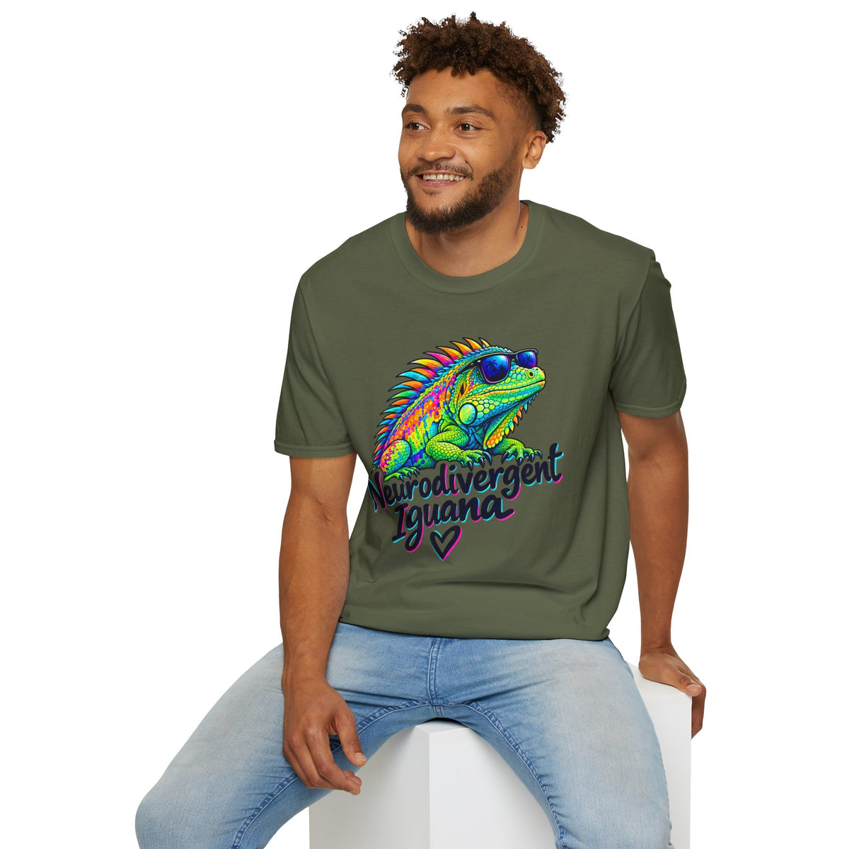Neurodivergent Iguana T-Shirt – Colorful Pride Lizard Tee for Neurodiversity Awareness